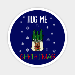 Hug Me It's Christmas - Eves Pin Cacti In Christmas Bear Pot Magnet